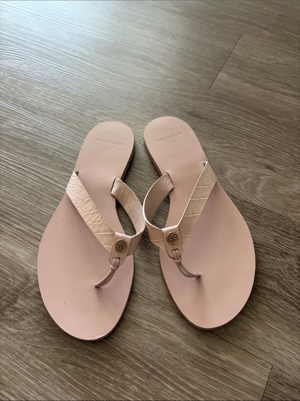 Tory Burch Blush Pink Leather Thong Sandals